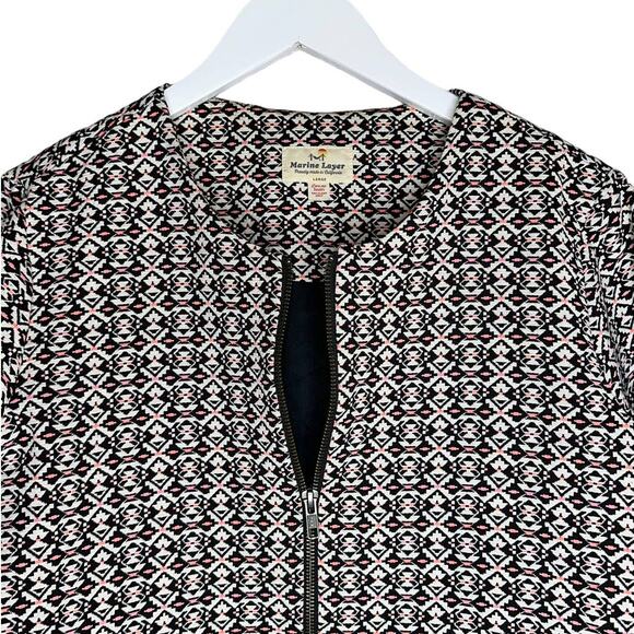 Marine Layer Woven Print Full Zip Jacket Blazer Geometric Pattern Size Large - Picture 2 of 7
